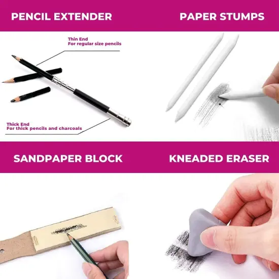 42 Pieces for Drawing Pencils Sketching Kit for Artists Potrait Professional Graphite Hb Drawing {5}