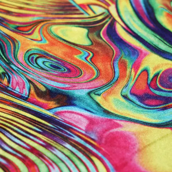 Paint Swirl Fabric Vibrant 4 Way Stretch Purple Multicolor {3}