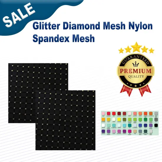Glitter Diamond Mesh Nylon Spandex Mesh Silver Black {2}