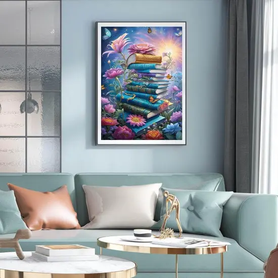 Diamond Painting Kits for Adults Book Flower, Round Full Drill Diamond Art Kits,12&times;16Inch {4}