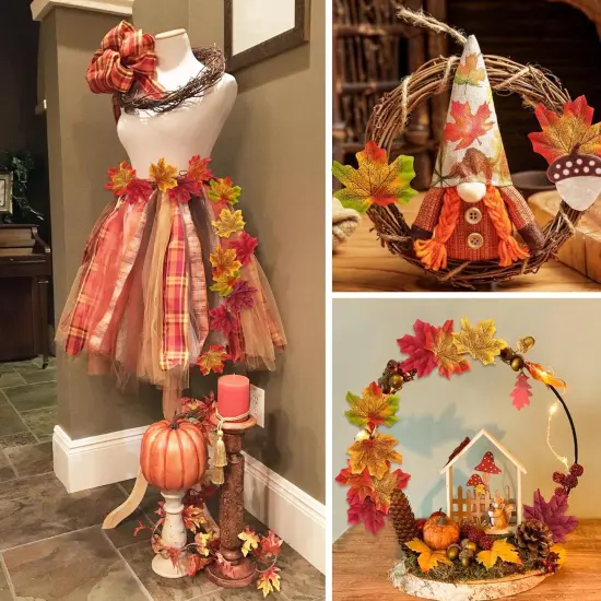 320PCS Artificial Fall Maple Leaves {4}