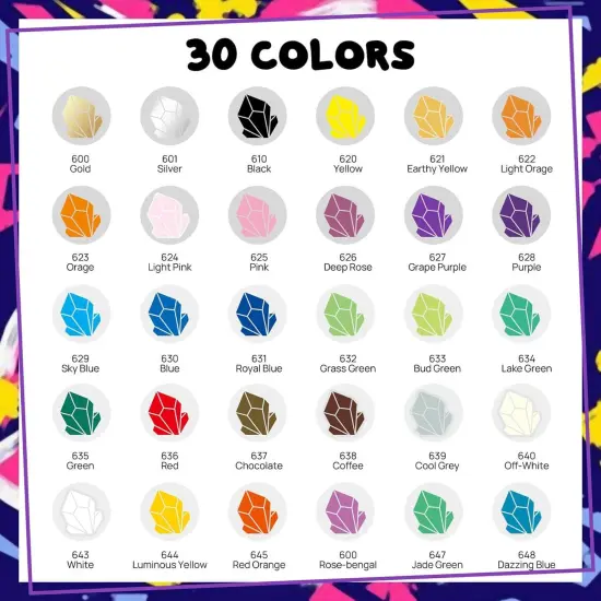30 Colors Dual Tip Acrylic Paint Markers {5}