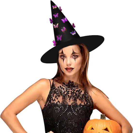 6 Pcs Halloween Witch Hat with 40 Butterflies {3}