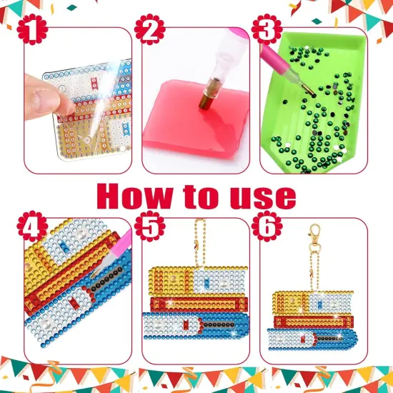 15 Pcs Back to School Diamond Painting Keychain for Adult School Season 5D {3}