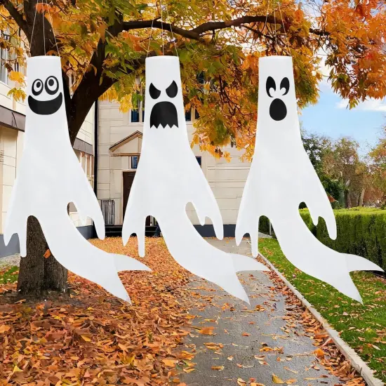 3 Pcs Hanging Ghost Windsocks Halloween Decorations {5}