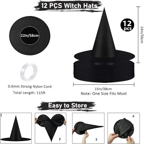 12 PCS Halloween Witch Hats {2}