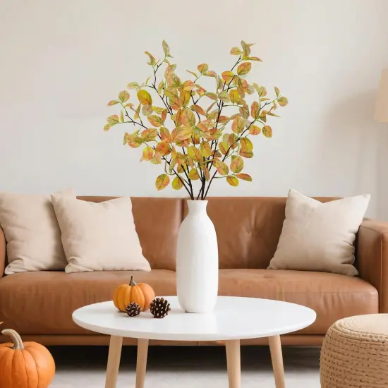 2PCS Artificial Fall Leaves Stems, 36" Fake Eucalyptus Leaves {4}