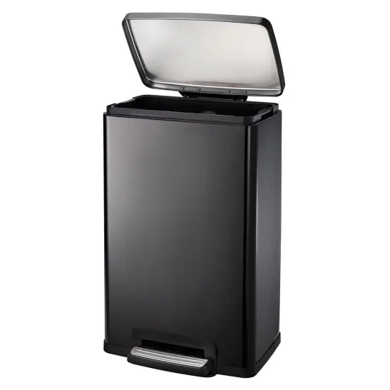 13-Gallon Stainless Steel Trash Can with Step-On Pedal and Soft-Close Lid for Bathroom Red {8}