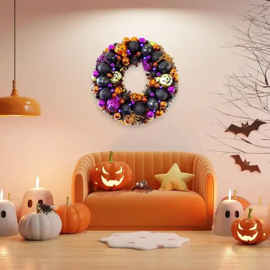 13.8 Inch Halloween Ball Wreath {3}
