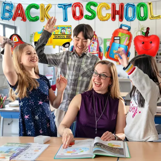 Schoolbag Bus Star House Apple Cute Balloon Accessories for School Opening First Day Party Decoration {4}