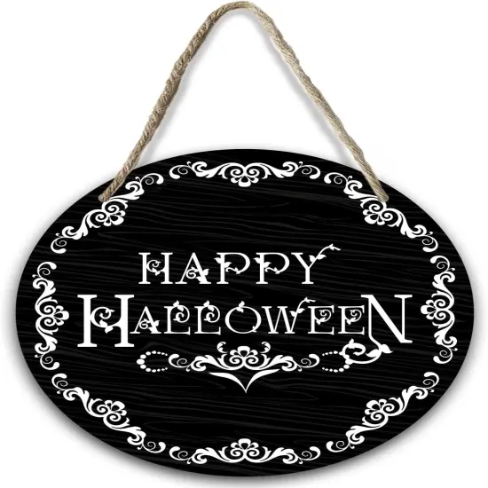 Happy Halloween Wood Sign Plaque {1}