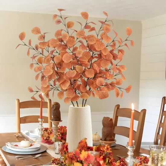 4Pcs Artificial Eucalyptus Leaves Stems - Fall {4}