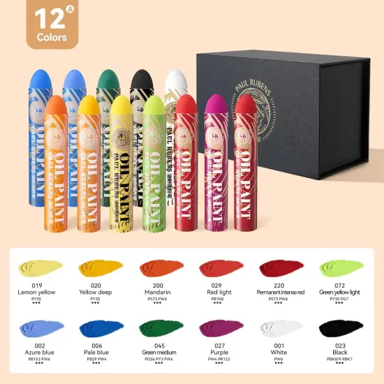 Oil Pastels, 12 Vibrant Colors Extra Large Oil Pastels Set A, Creamy texture Easy to Blend HAIYA Oil Pastels for Artists, Great for Filling in Large Areas {4}