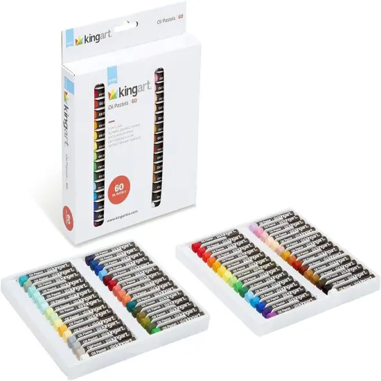 OIL PASTELS, Set of 60 Round Sticks (2.3" x 0.3"), Smooth, Vibrant Colors for Paper, Canvas, Wood, Non-Toxic, 60 Colors {1}