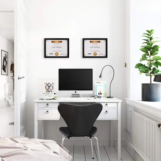 8.5x11 Picture Frames Set of 4, Made of Solid Wood Covered by Plexiglass for Document,Diploma, Certificates and Degree, for Table Top Display and Wall Mounting Photo Frame Black {5}