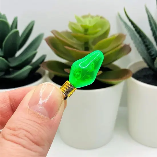 Green Christmas Lightbulb 3D Acrylic Charms, 12x30mm {3}