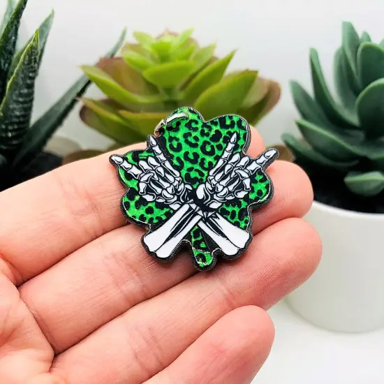 Punk St. Patrick's Day Skeleton Hands Charms, 36x35.5mm {2}