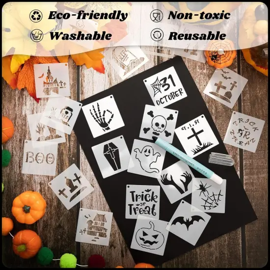 100 Pcs Stencils for Painting on Wood Reusable Stencil(Ghost) {5}