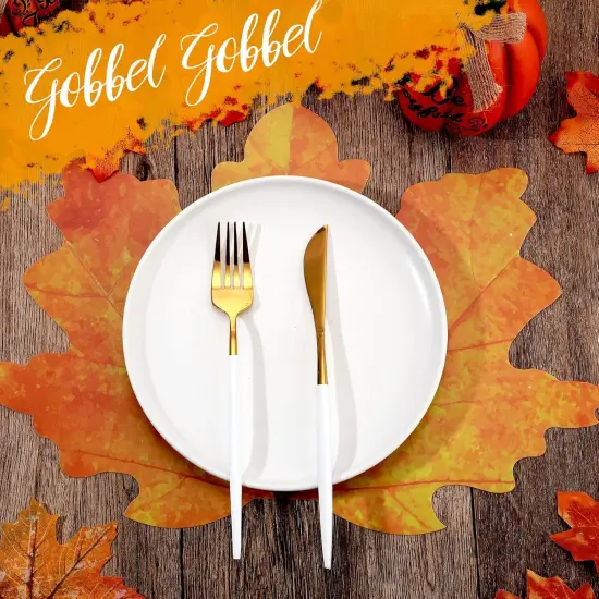 8 Pieces Thanksgiving Fall Maple Leaf Placemats - 11 x 15.7 Inch {4}