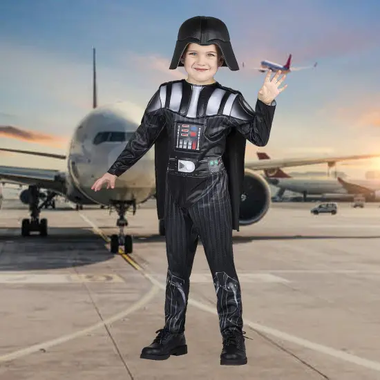 Toddler Darth Vader Costume with Padded Jumpsuit and Cape {1}