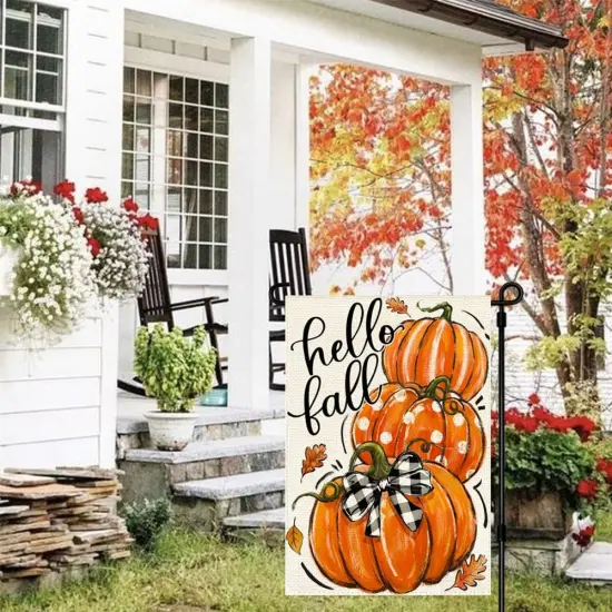 Hello Fall Garden Flag 12x18 Inch(Orange) {5}