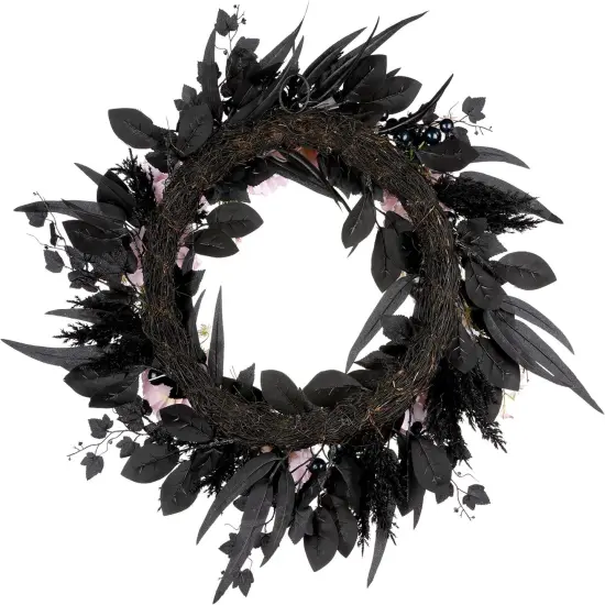 Artificial Pink Carnation Halloween Wreath - 26 Inch {1}