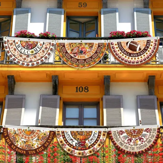 6 Pcs Fall Football Bunting Flag (	yellow) {6}