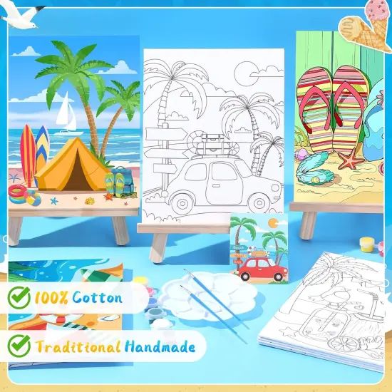 12 Pack Pre Drawn Canvas to Paint - 8x10 Inch (Summer Beach) {4}
