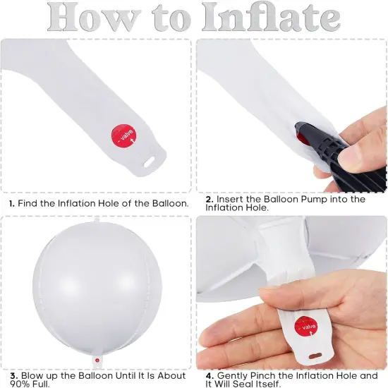 6 Pcs White Foil Mylar Balloons(white) {6}