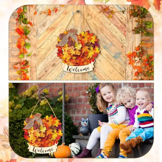 Fall Welcome Door Sign Maple Leaves (Wood) {5}