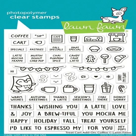 Lawn Fawn Clear Stamps 4"X6"-Treat Cart Add-On: Coffee {1}
