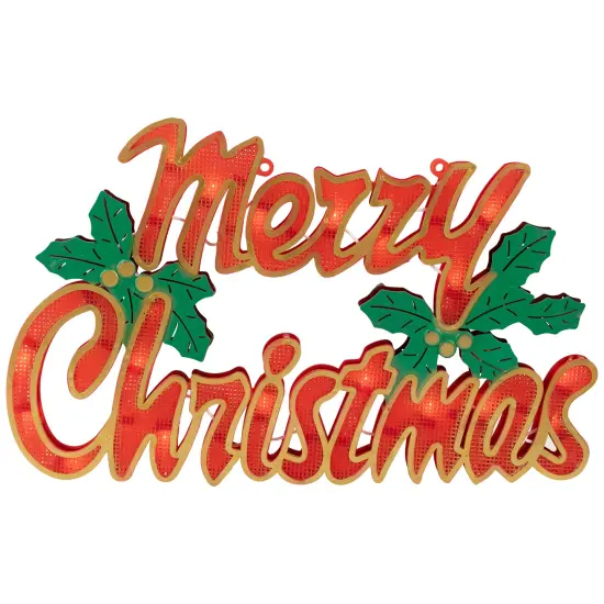 Northlight Lighted Merry Christmas Window Silhouette - 16.5" Red {3}