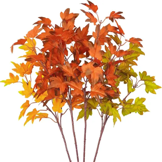4Pcs Artificial Fall Maple Leaves Branches {1}
