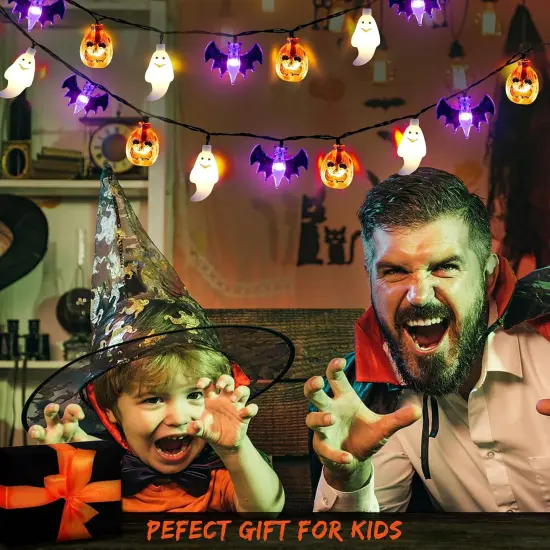 3D Pumpkin Bat Ghost Light with Timer - 8 Light Modes {4}