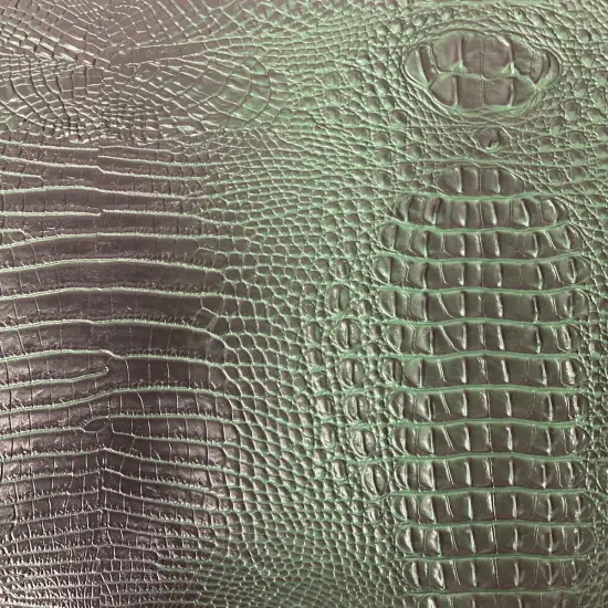 1 Yard 3D Embossed Gator Faux Leather Vinyl Fabric Durable Upholstery Handbags 56" Width Dark Brown {5}