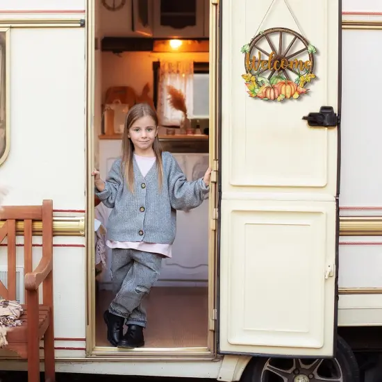 Fall Welcome Door Sign Autumn Harvest Thanksgiving Pumpkin {5}