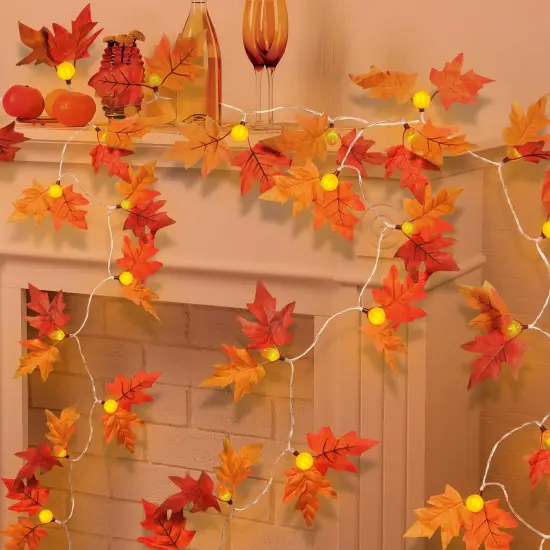 Fall Garland with Lights Thanksgiving Decorations {5}