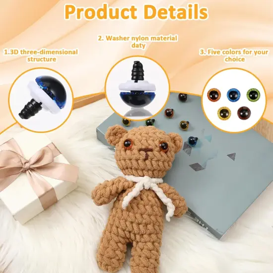 20Pcs 15mm Safety Eyes with Washers - 5 Colors {3}