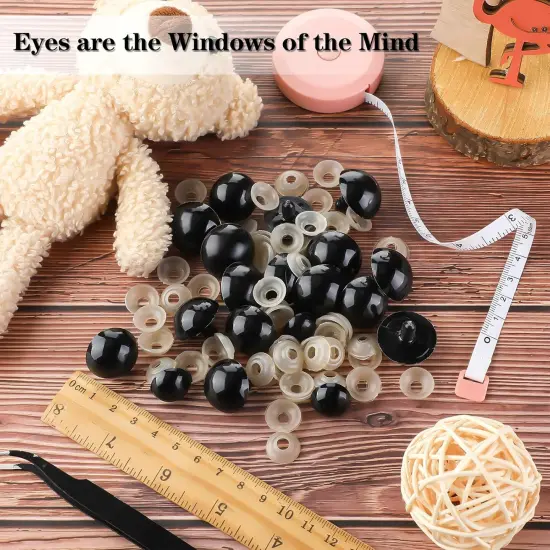 120 Pieces 14-24 mm Safety Eyes for Amigurumi Large Black Plastic Doll Eyes {3}