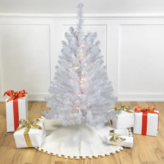 Northlight 3' Pre-Lit LED Snow White Medium Artificial Christmas Tree - Clear Lights {1}