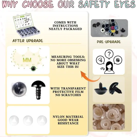 Glitter Safety Eyes 324 Pcs 6-24mm {2}