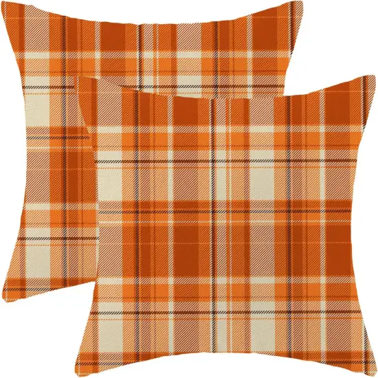 Set of 2 Checkered Fall Pillow Covers 20x20 Inch {1}