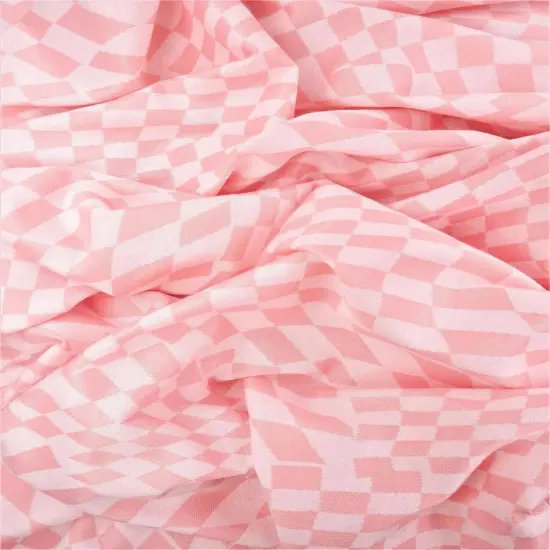 1 Yard Double Knit Jacquard Checker Fabric 83% Polyester 13% Rayon 4% Spandex Blend 58/60" Width PINK {4}