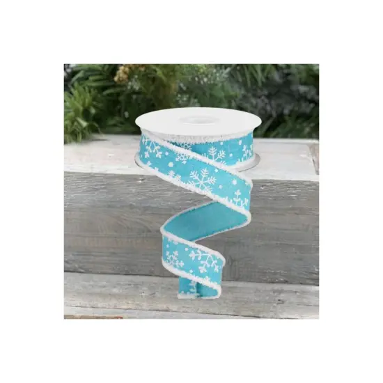 1.5" Snowflake Drift Edge Ribbon: Light Blue (10 Yards) {3}