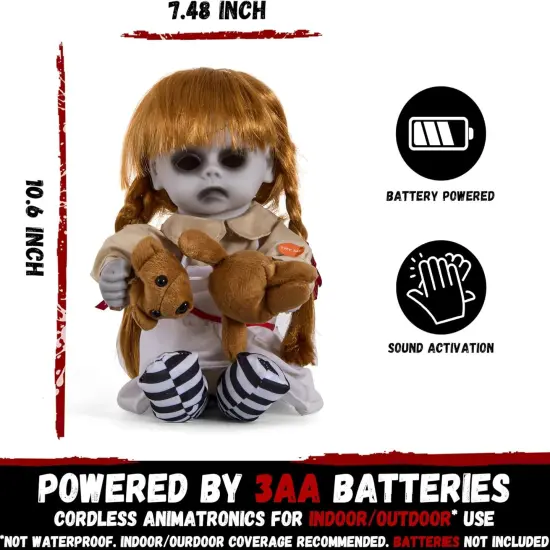 Halloween Animatronic 10inch Creepy Girl Doll {3}