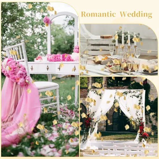 300PCS Fake Rose Petals, Gold Silk Rose Petals, for Romantic Night Romantic Festive Atmosphere Creation for Marriage Proposal Wedding Valentine's Day Decoration Party Activities {2}