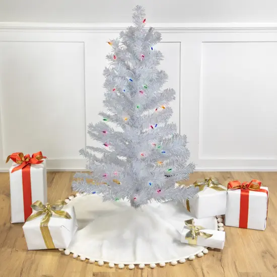 Northlight 3' Pre-lit White Iridescent Pine Artificial Christmas Tree - Multi Lights {1}