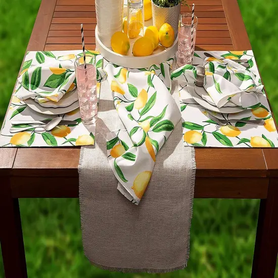 Lemon Bliss Outdoor Tabletop, Collection Stain Resistant & Waterproof,14x108 {5}