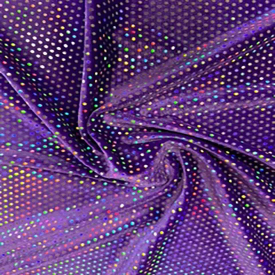 1 Yard Glued Hologram Sequin Stretch Velvet Fabric 60 Inches Width Black Green {5}