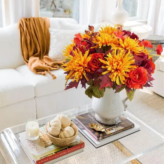 2 Bundles Artificial Fall Flowers - Mixed Bush (19.29") {5}